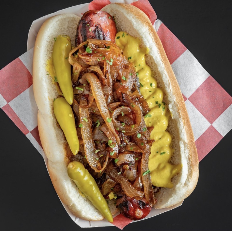 Authentic Chicago Maxwell Street Polish hot dog