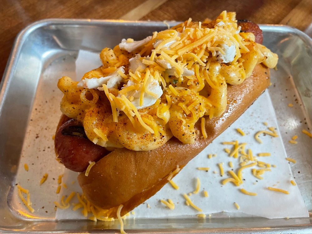 Authentic Crab Mac N' Cheese Dog hot dog