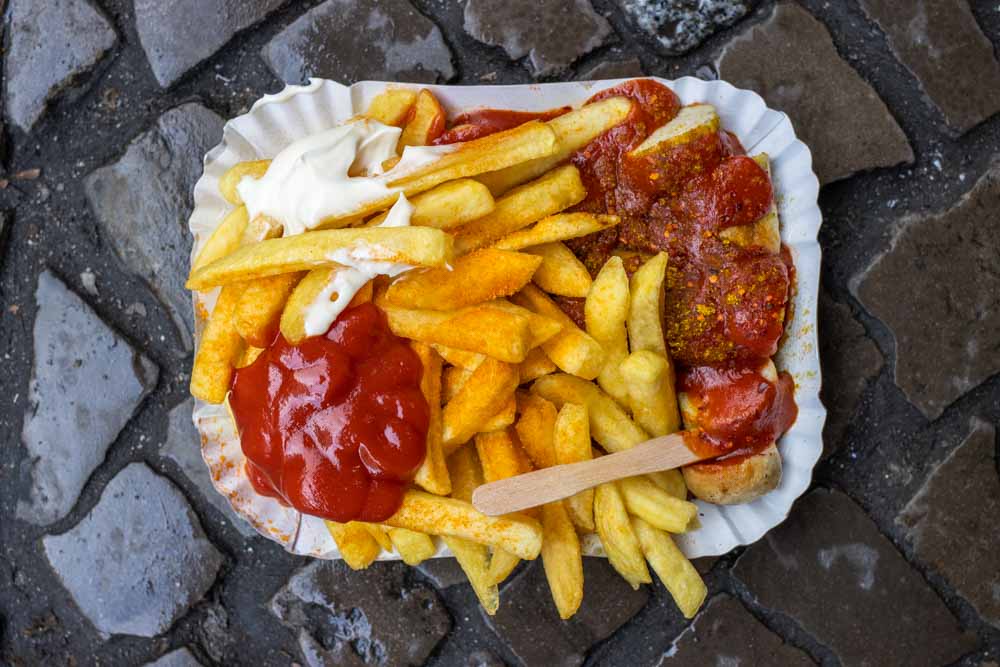 Authentic Currywurst hot dog
