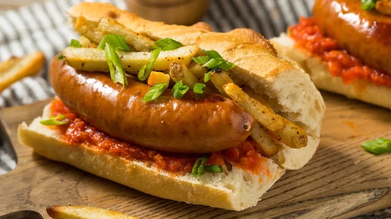 Authentic Merguez Frites hot dog