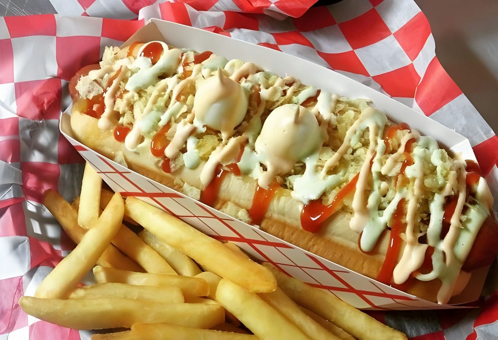 Authentic Perro Caliente Colombiano hot dog