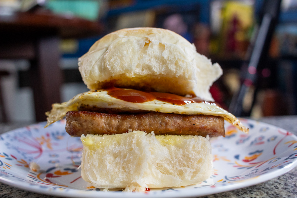 Authentic Roll and Square Sausage hot dog
