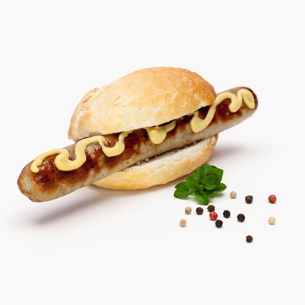 Authentic Thüringer Rostbratwurst im Brötchen hot dog