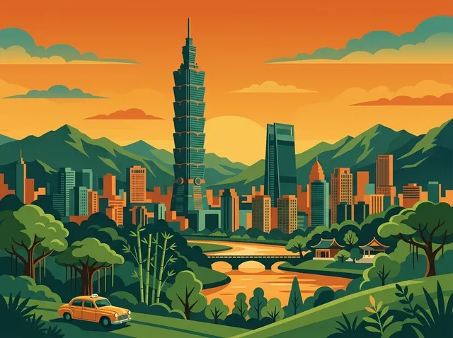 Taiwan landscape illustration